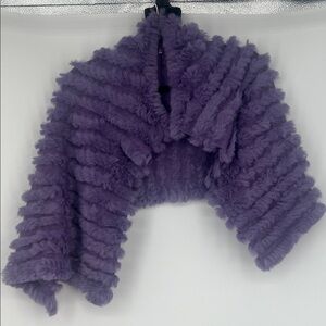 Rivet Poncho Women's One Size Purple Faux Rabbit Fur  Shawl